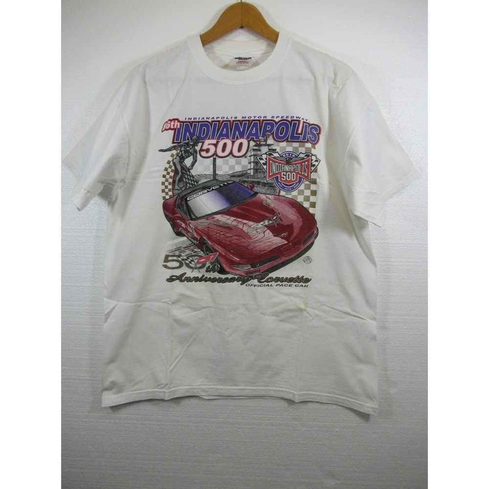 Vintage Y2K Indy 500 T-shirt Men Large Double Sided Indianapolis Racing 2002